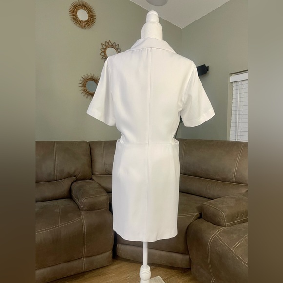 NWT Zara White Cut Out Mini Dress Sz L Summer Cocktail Party Event Trend Style - Picture 8 of 16